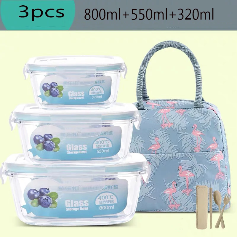 

3pcs Fresh Keeping Glass Rice Soup Noodles Bowl High Borosilicate Material Microwave Use Glass Fresh Preservation Bowl