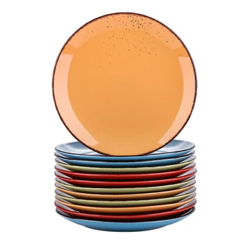 

Vancasso Navia-HH 4/8/12-Piece 4-Colors Ceramic Stoneware 10.75" Dinner Plate Set Vintage Look Salad/Fruit/Snack Plates Set