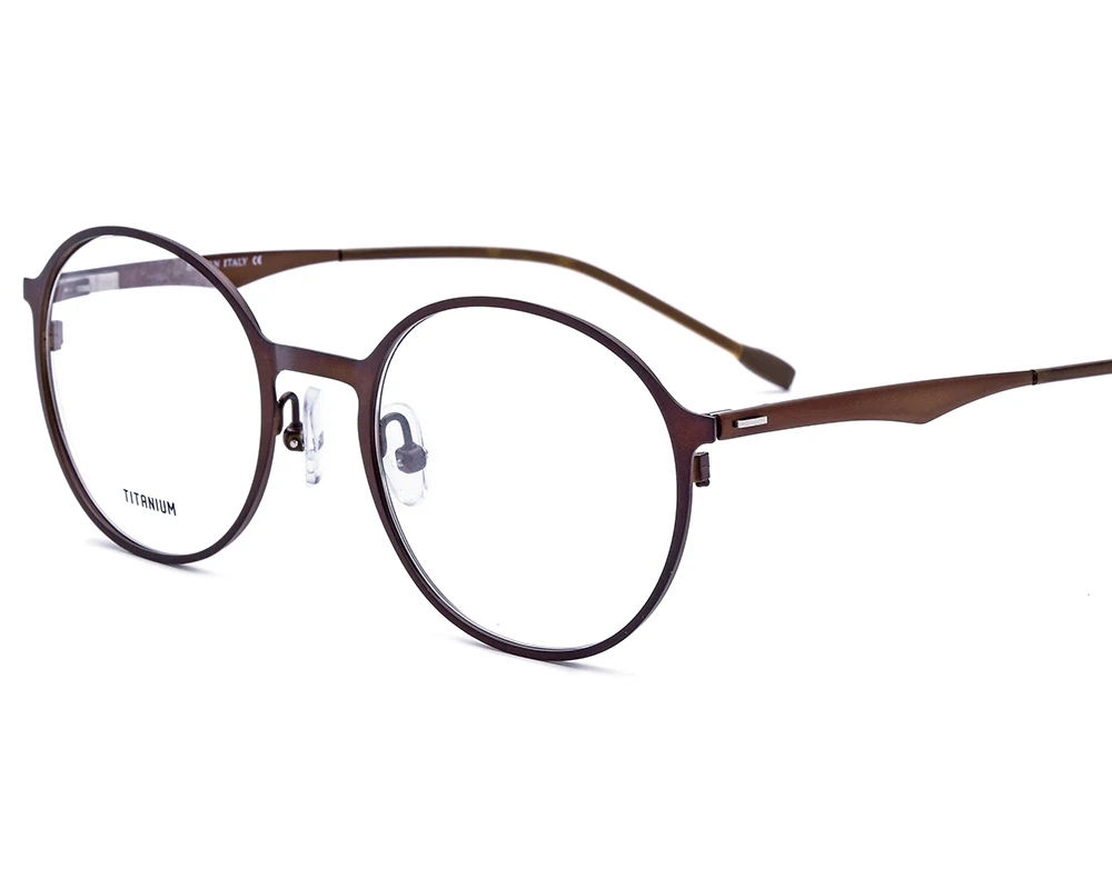 C5. Brown Frame Konichenr титановый сплав оптические очки рамка Мужская винтажная круглая рамка Женская Близорукость очки с прозрачными защитными стеклами безвинтовое зрелище - Цвет оправы: C5. Brown Frame