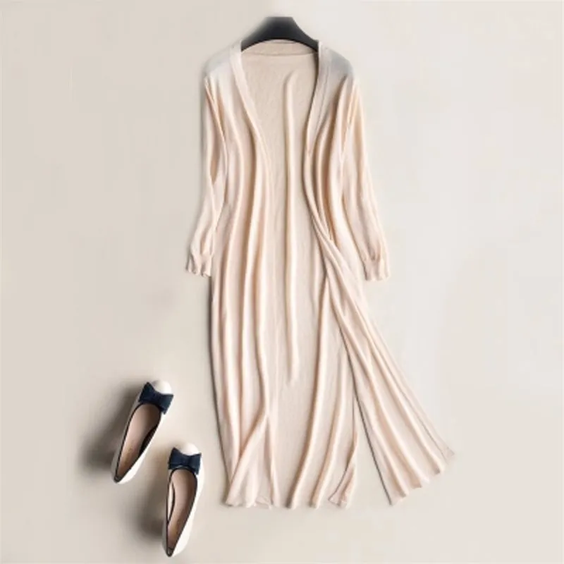  Plus Size Women Summer Cardigan Long Sleeve Casual Thin Coat Solid Loose Long Knit Cardigan Sun Pro
