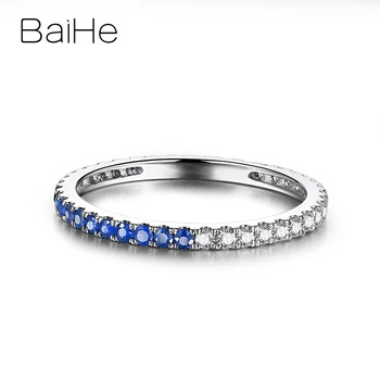 شراءBAIHE 0.21ct الياقوت الطبيعي 0.20ct الماس الصلبة 18K الذهب الأبيض غرامة مجوهرات خاتم من الياقوت الأزرق للنساء