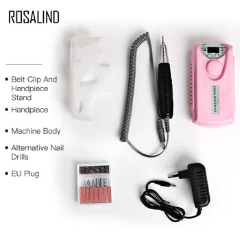 

ROSALIND Electric Portable Nail Drill Charging Machine Manicure Grinding Rechargeable Nail Art Tools Kit 6 bits Drill Nail Drill