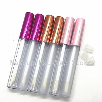 

2.5ML Plastic Frosted Empty Lipgloss Tube Gold Cap,Clear Cosmetic Lip Gloss Container,Refillable Pink Empty Lip Gloss Tubes