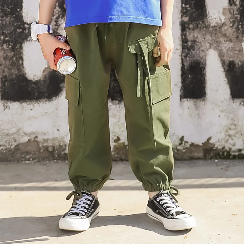 

Amy Green Kids Cargo Pants 2019 Spring Casual Boys Pants Children Trousers England Style Kids Pants New Brand Boysl Clothing