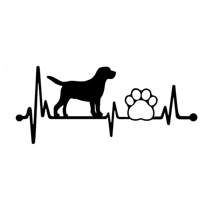 

14.3CM*6.2CM Lab Labrador Retriever Heartbeat Paw Vinyl Decal Black/Silver Car Sticker C22-1051