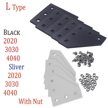 

2/5/10Pcs Black/Silver 3D Printer 2020/3030/4040 90 Degree L type with 5 Hole Joining Plates for CNC V-slot Aluminum profiles