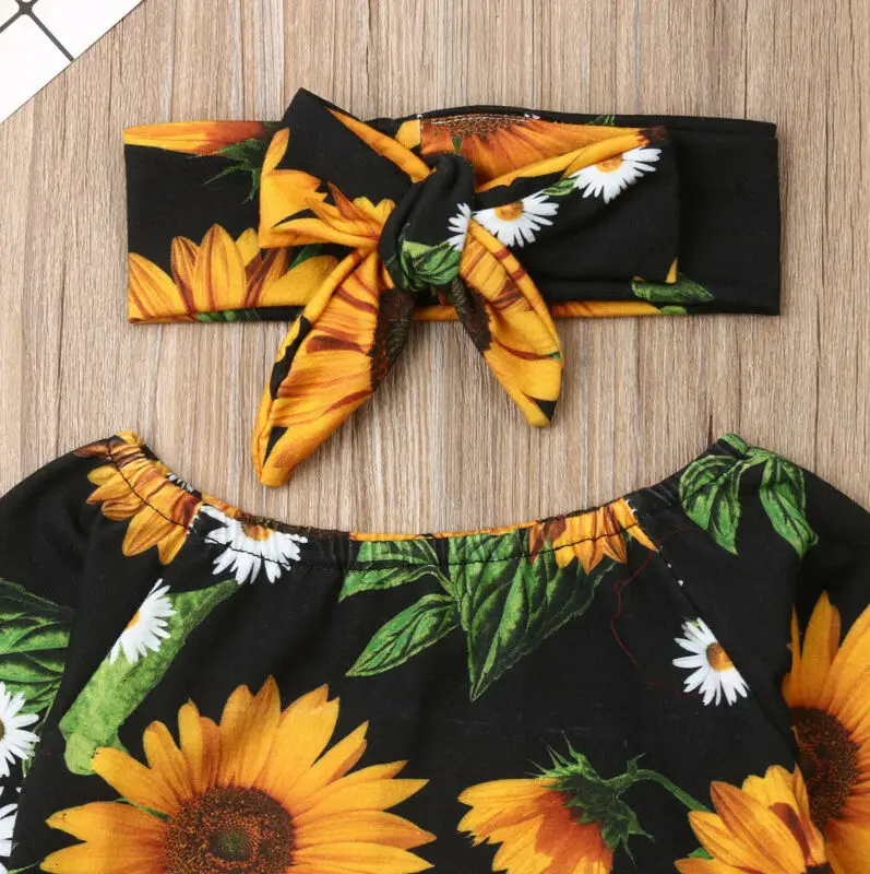 Новая одежда для малышей девочек с цветочным принтом и рюшами боди комбинезоны