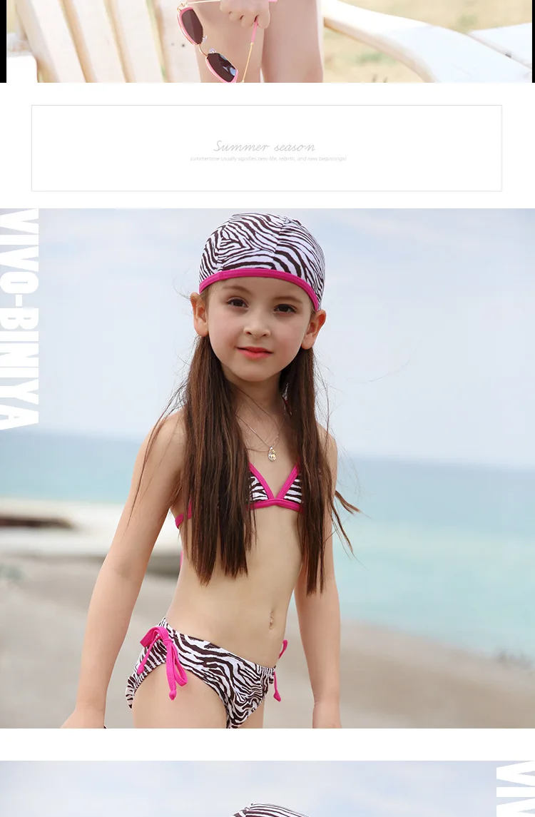 Купальный костюм для девочек; коллекция года; бикини с полосками зебры для девочек; Модный купальный комплект бикини для девочек; красивый пляжный купальный костюм для девочек