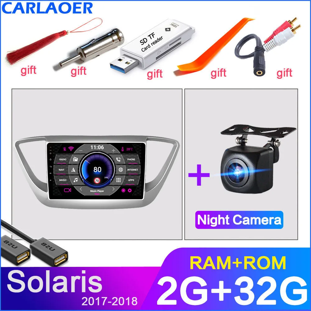 2G 32G CAM Для Solaris 1 2 Hyundai Accent Verna 2G+ 32G автомобильное радио 2 din android 8,1 видео мультимедийный плеер навигация gps WiFi 2011 - Цвет: 2G 32G CAM