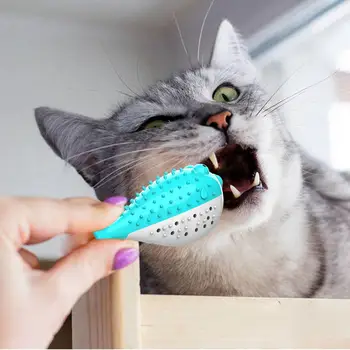

Cute Pet Cat Toothbrush Toy Simulation Fish Catnip Flavor Silicone Molar Stick Teeth Cleaning Toy For Cats Kitten
