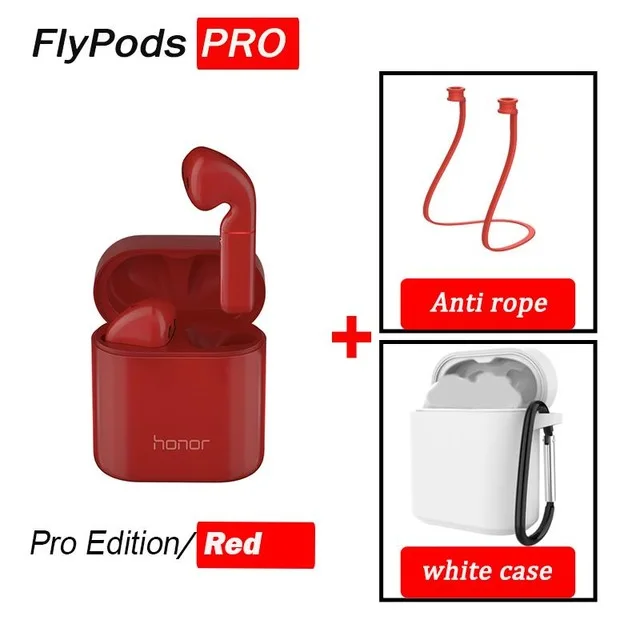 Pro Red n White Case Huawei Honor Flypods/Flypods Pro Беспроводные Наушники Hi-Fi TWS Bluetooth наушники водонепроницаемые IP54 управление беспроводным зарядным устройством - Цвет: Pro Red n White Case