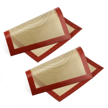 

2 Non-Stick Silicone Baking Mat Pad Sheet Baking Pastry Tools Rolling Dough Mat Large Size for Cake Cookie Macaron