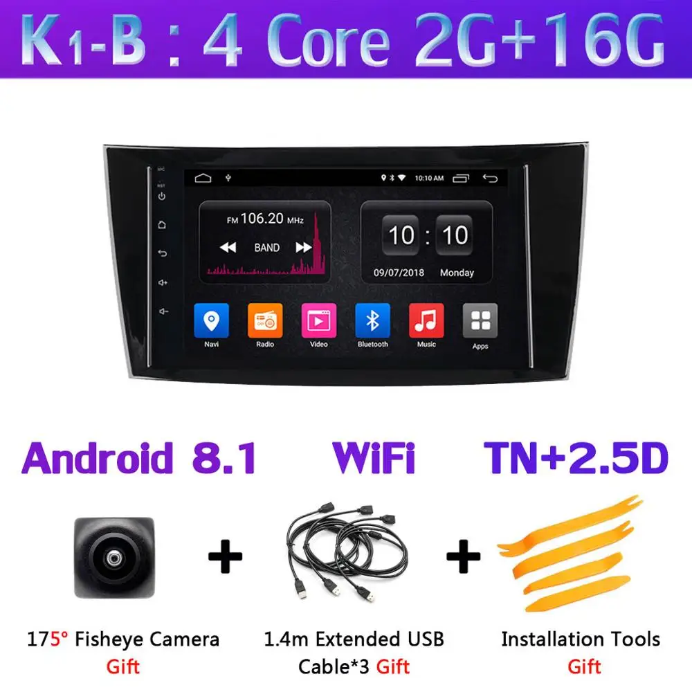 K1-B 360 ° панорамный Android 9,0 4G+ 64G Автомобильный мультимедийный плеер для Mercedes Benz E-Class W211 W209 W219 W463 gps Радио CarPlay DSP SPDIF - Цвет: K1-B