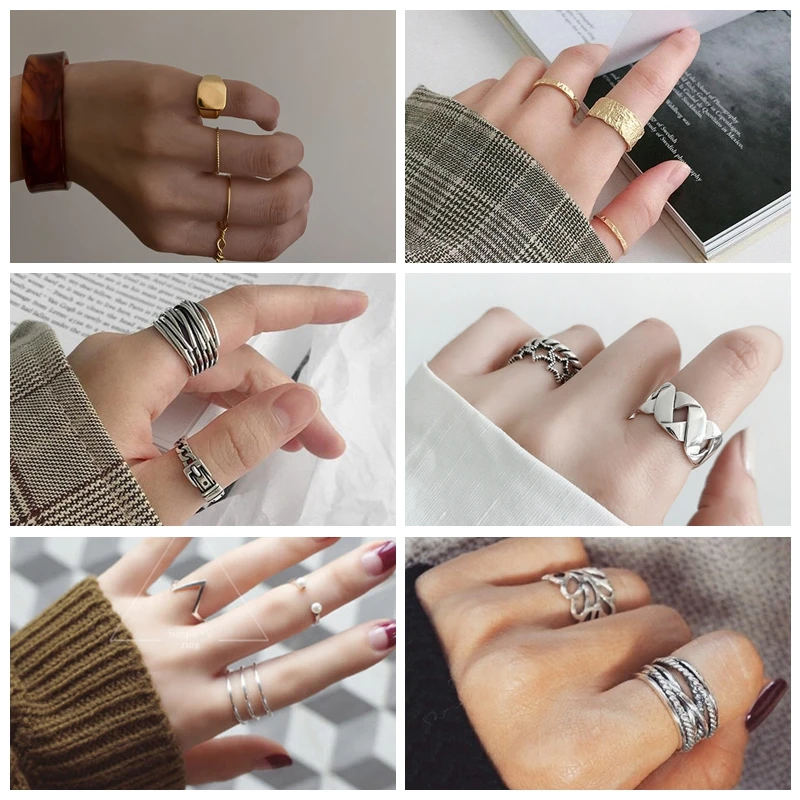 

BOAKO 2020 Gold Silver Color Open Ring For Women INS Niche Irregular Wave Sand Surface Wide Noodle Original Party Birthday Gift