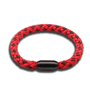 

Mama Handmade Weave Bracelets Bangle Red Color Woven Friendship Weave Jewelry Gift with Stainless Steel Clasp