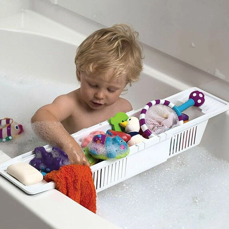 Bathtub Caddy Tray Plastic Bathtub Basket Shelf Rack Bath Toys