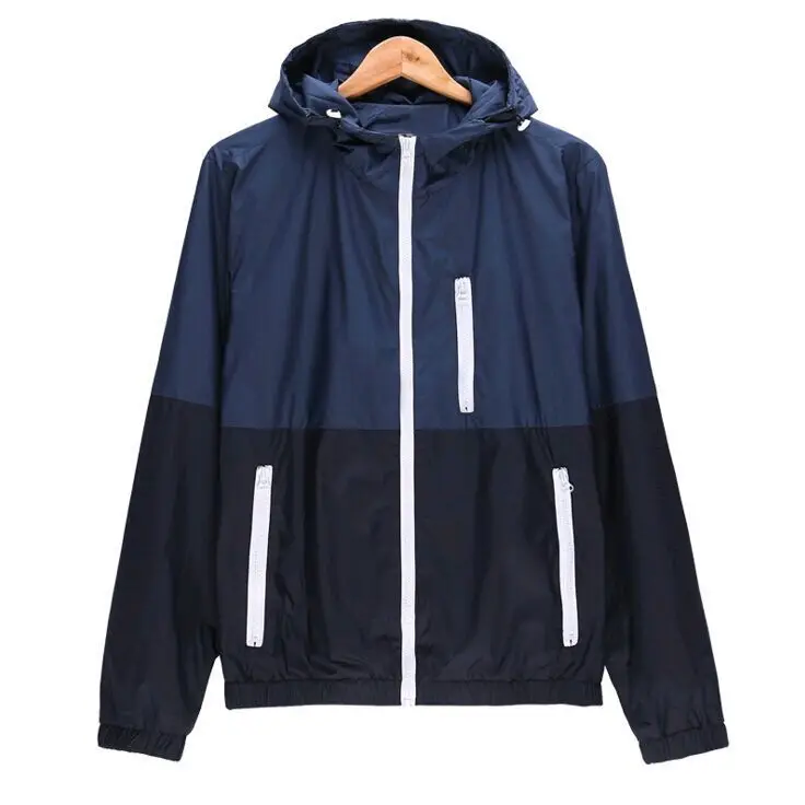 

Summer Thin Section Men Hooded Mixed Colors Wind Shield MEN'S Outerwear Large Size Couples Coat Jacket Men's