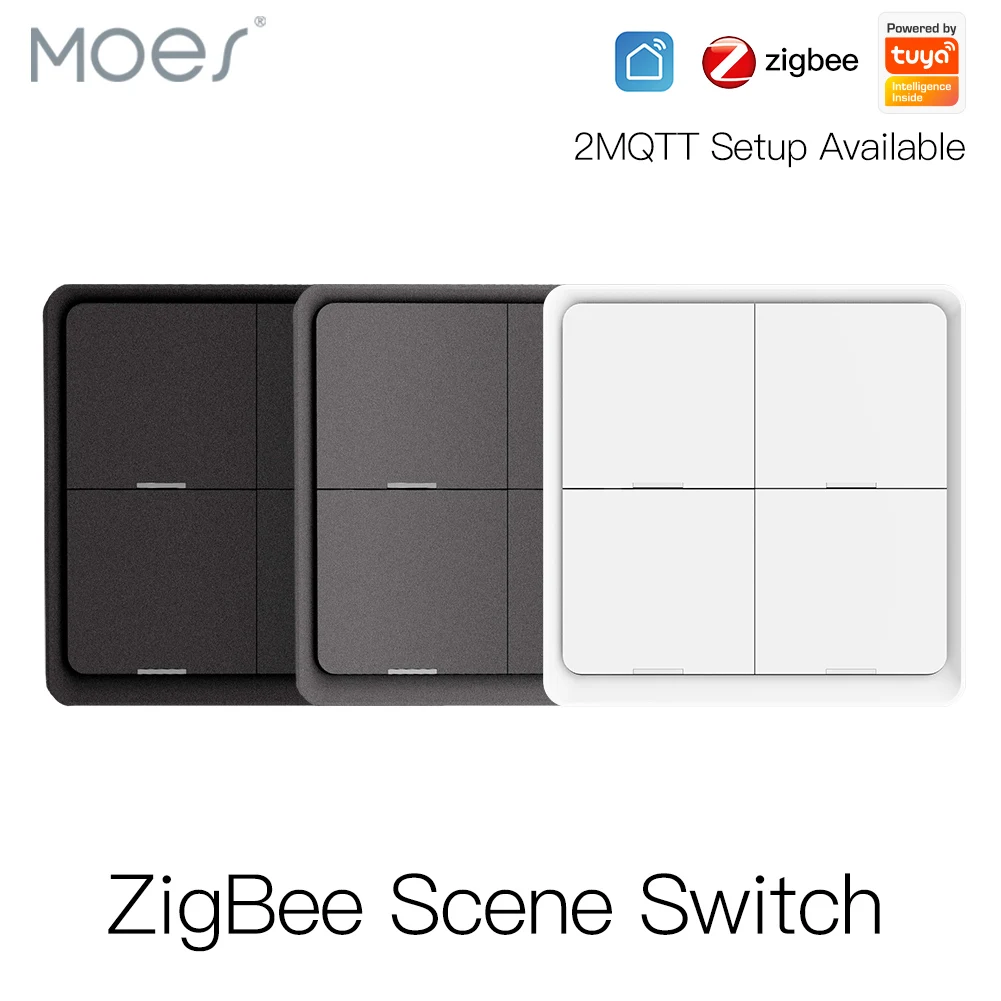 4 Gang Tuya ZigBee Wireless 12 Scene Switch Push Button Controller By ...