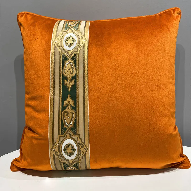 

Light Luxury Soft Cushion Covers Orange Coffee Waist Pillowcases Sofa Bed Decoration Solid Simplicity Pillow Cases Covers