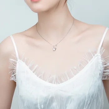 

S925 Fine Silver Little Mouse Necklace Women's Full of Crystals Zircon Year of Fate Rat Necklace Korean-style Cute Zodiac Rat Gi