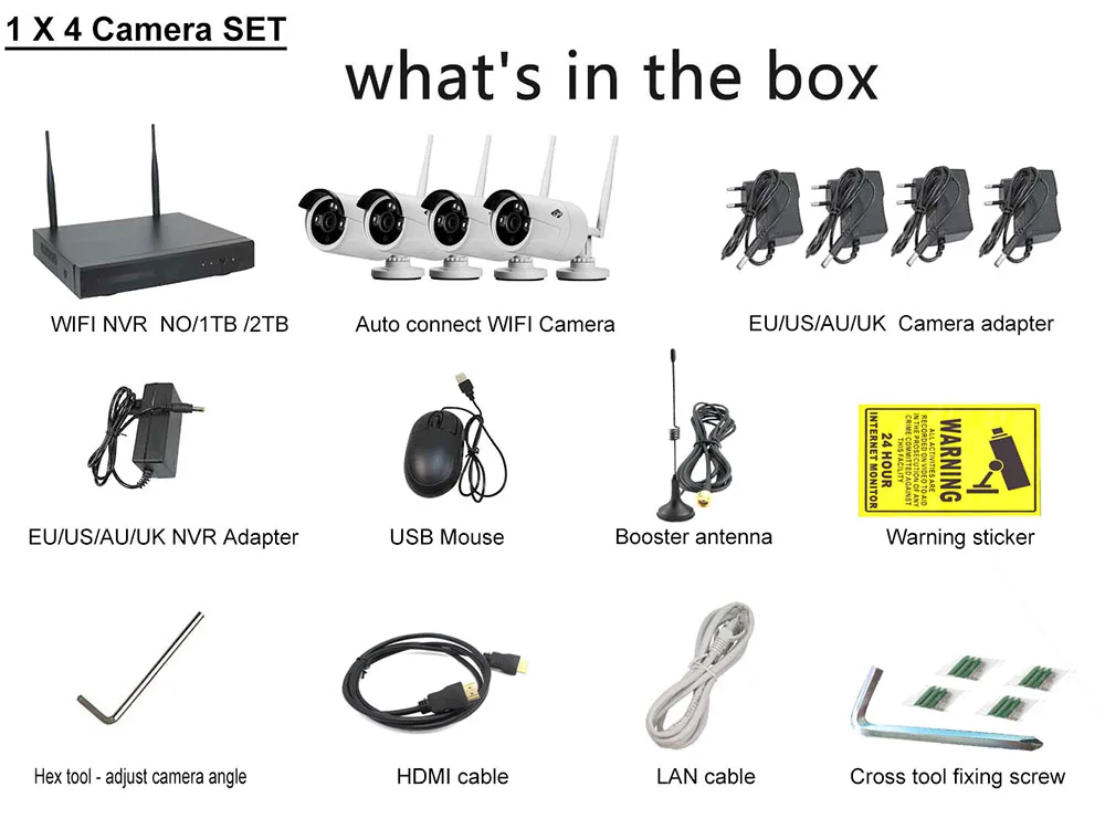 Система видеонаблюдения 1080P NVR комплект ip-камеры беспроводная камера видеонаблюдения наружная система безопасности комплект видеонаблюдения