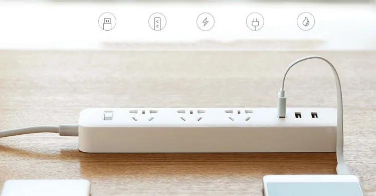 Xiaomi power strip с 3 USB удлинитель Разъем многофункциональная Быстрая зарядка силовая полоса 10A 250V 2500W