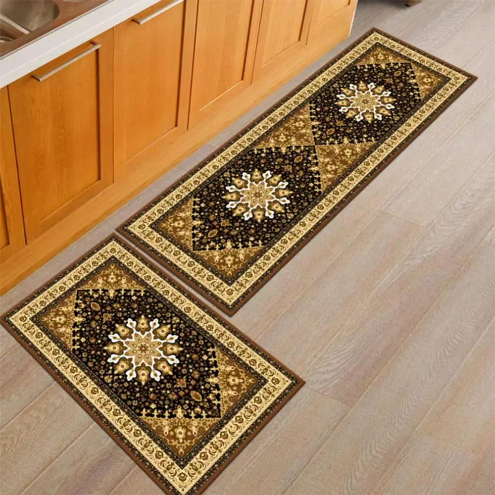 A Luxury Floral Washable Soft Non Slip Kitchen Door Hall Way Rug Long Runner Mats - Цвет: A