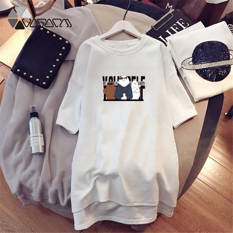 

2019 Panda Duck Penguin Summer Women Dresses Cartoon Print Casual Loose White Women Clothes Plus Size Dress Cute Club Mujer