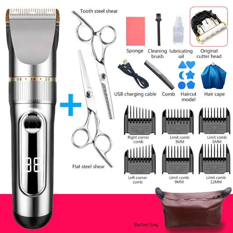 

USB Smart Touch LCD Hair Clipper Electric Hair Shaving Device Household Tools