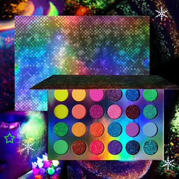 

Glow Eyeshadow Palette Stage Clubbing Neon Makeup Palette 24 Colors Pigment Luminous Eye shadow Glow in the Dark