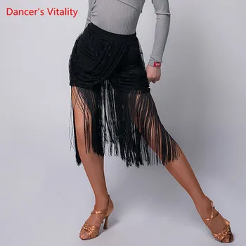 

Latin Dance Profession Performance Clothes Female Adult Sexy Tassel Skirt New Black Competition Practice Clothing