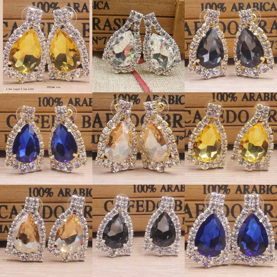 

Brilliant royal blue rhinestone stud Earrings colorful Crystal Earrings for Women Excelletn masquarde /make up jewelry earrings