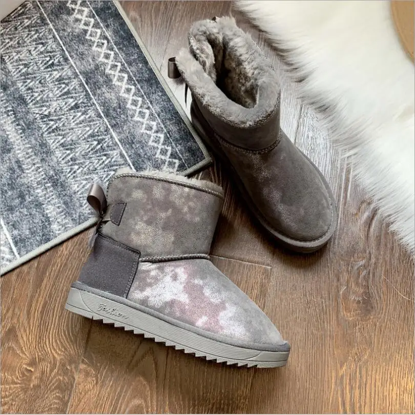 CY24/женские ботинки женские зимние ботинки на пуху водонепроницаемые теплые зимние ботинки средней высоты Дамская обувь женские теплые ботинки на меху, Botas Mujer - Цвет: gray