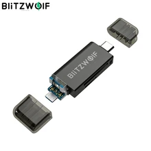 Lector de tarjetas SD/lector de tarjetas TF BlitzWolf BW-CR1 tipo C USB3.0 5Gbps lector de tarjetas de memoria de alta velocidad para Smartphone Ordenador de almacenamiento externo