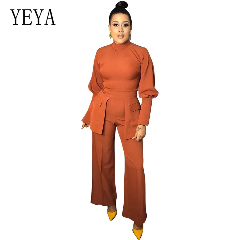 

YEYA Fashion Long Sleeve Wide Leg One Piece Culottes Jumpsuits Officewear Rompers Combinaison Female for Elegant Lady Playsuits