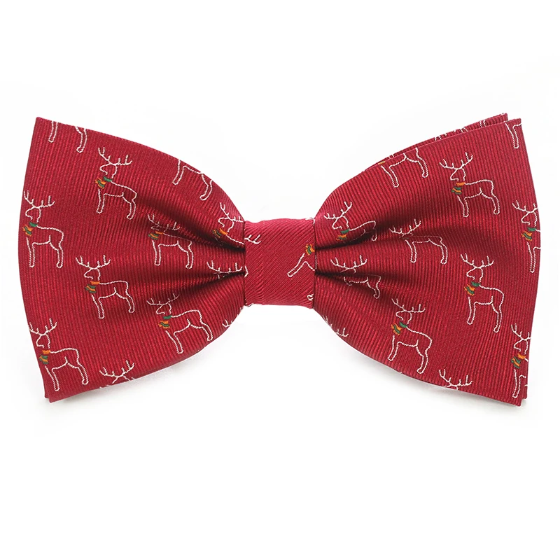 Mens Christmas Bow Ties Snowflake Christmas Tree Pattern Silk