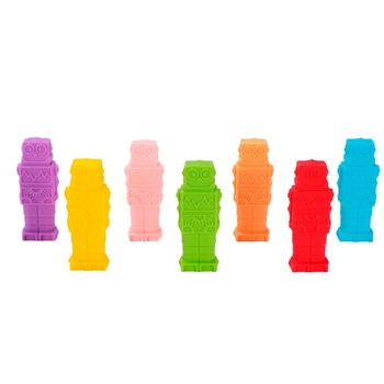

1 Pcs Sensory Chew Necklace Robot Shape Chewy Kids Silicone Biting Pencil Topper Teether Toy