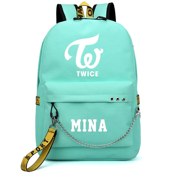 thumbnail image 1 of Mochila con estampado de la banda coreana TWICE, mochila de lona para mujer, mochila femenina con carga USB para ordenador portátil, mochila para mujer, 1 of 5