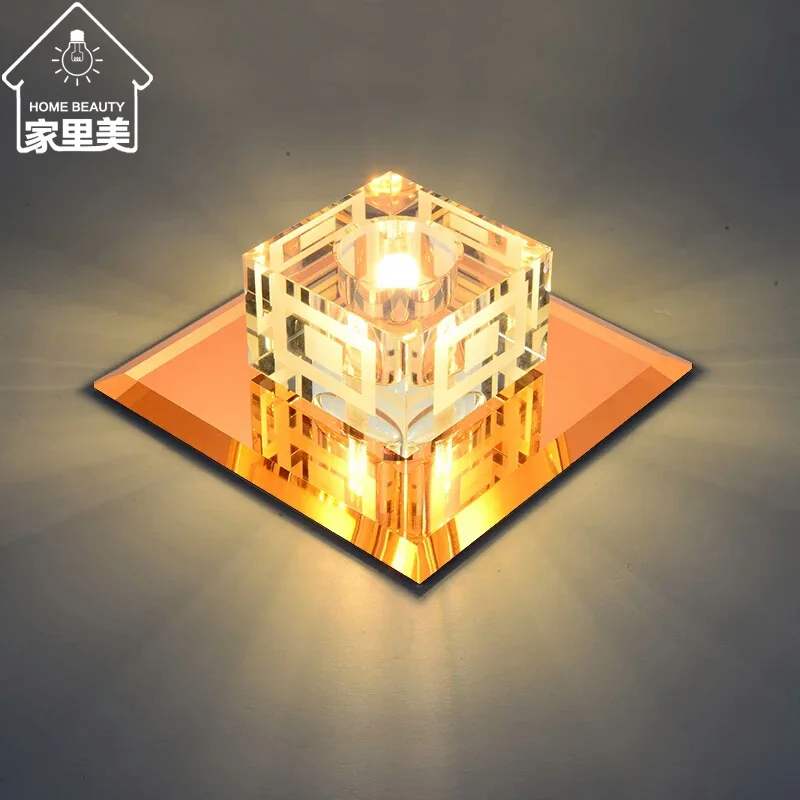 

LED Spotlight Ceiling Light Embedded Aisle Lights Corridor Entrance Lights Square Crystal Ceiling Hole Lamp