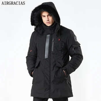 

AIRGRACIAS 2019 New Winter Parka Casual Long Style Hooded Cotton Fur Collar Jackets Men Thick Windproof Fashion Men Parkas Coats
