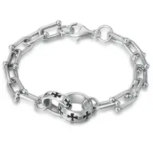 925 пробы серебряные ювелирные изделия креативные u-образные цепи Женский S925 браслет(FGL