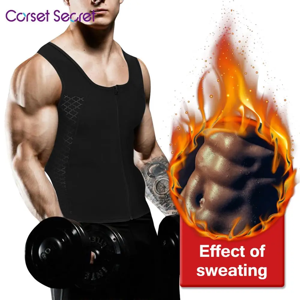 

Corset Secret Men's Zipper Neoprene Slimming Vest Tank Tops Shapewear Tummy Control Body Shaper Girdle Belt Trimmer Compression