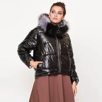 

Winter Women Coat Fashion Thick Solid Large Fur Hooded Zipper Long Sleeve Bread Warm Clothes Outstreet Wear Parkas