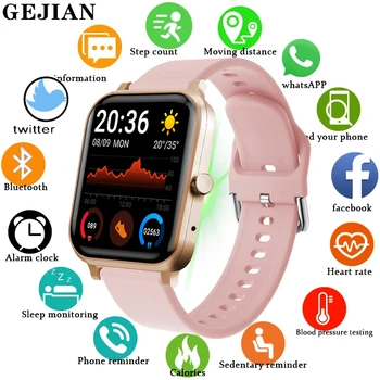 GEJIAN New Fashion Smart Watch Women Bluetooth Call For Android Ios Waterproof Sports Fitness Tracker Smartwatch Men For Xiaomi 1