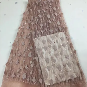 

African sequins 3D Tulle Lace Fabric onion 2020 African French Lace Fabric High Quality Nigerian Embroidery Tulle French Lace