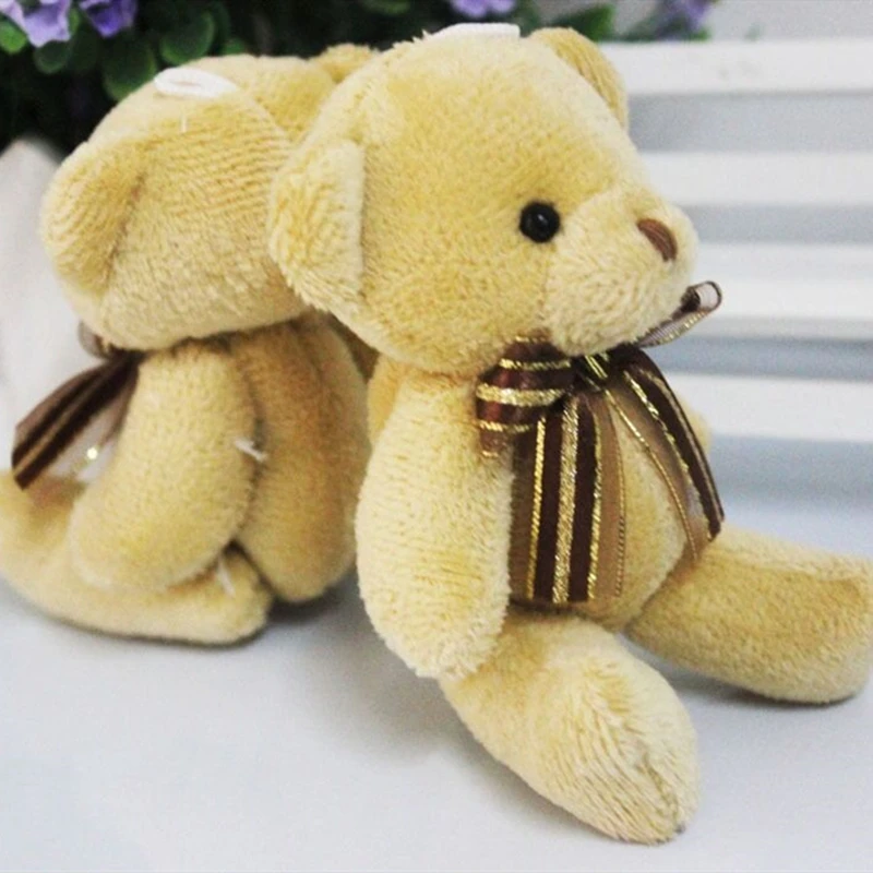 

1pcs Cute Soft Plush Stuffed Mini Brown Ribbon Teddy Bear Stuffed Animal Soft Toys Baby Doll For Bouquet New
