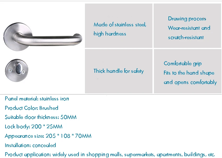 Description Picture 5 of itemLever Lock Keyed Entry Door Lock Door Knob with Hook Handle Interior Lever Privacy Door Lock Security Lock Set, Stainless Steel