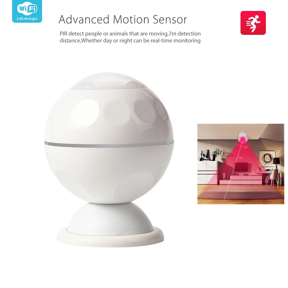 

WiFi Smart PIR Motion Sensor Smart Home Dectector Compatible With Alexa Echo,Google Home,IFTT for Voice Control SmartLink,No Hub