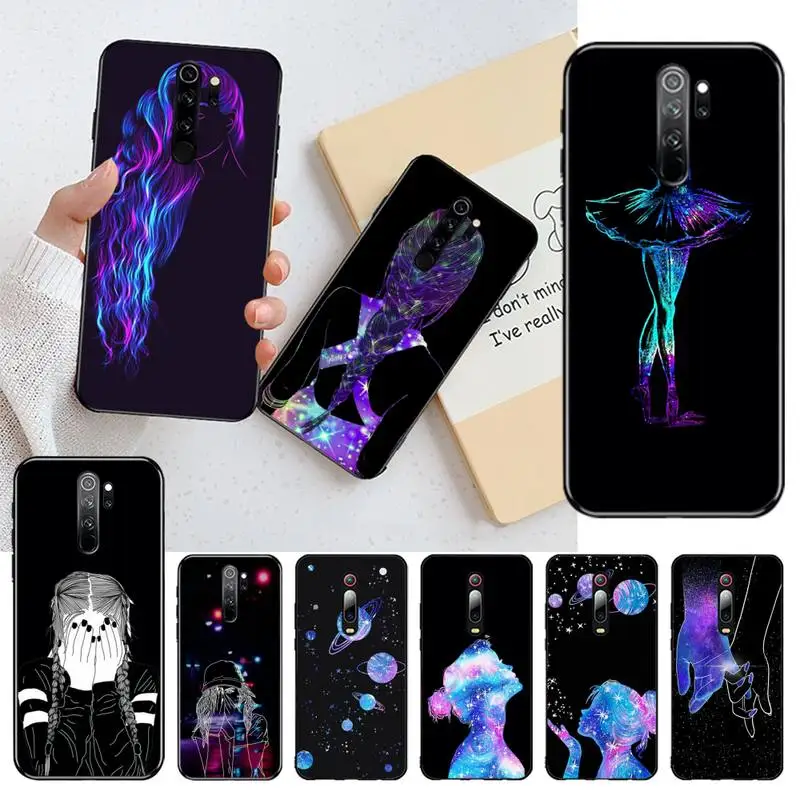 Мягкая фотография HPCHCJHM Neon girl для Redmi Note 9 8 8A 8T 7 6 6A 5 5A 4 4X 4A Go Pro | Мобильные телефоны и