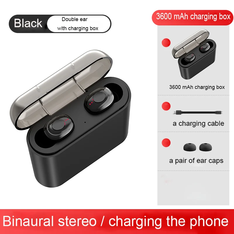 TWS Wireless Bluetooth Earphone 5.0 Air Mini Sport Handsfree Stereo Earbud Headset With Charging Box For Apple iPhone Xiaomi - Цвет: Binaural black